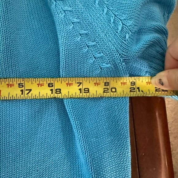 Talbots Mercerized Cotton Open Cardigan Sweater Women's Medium Blue - Picture 10 of 10